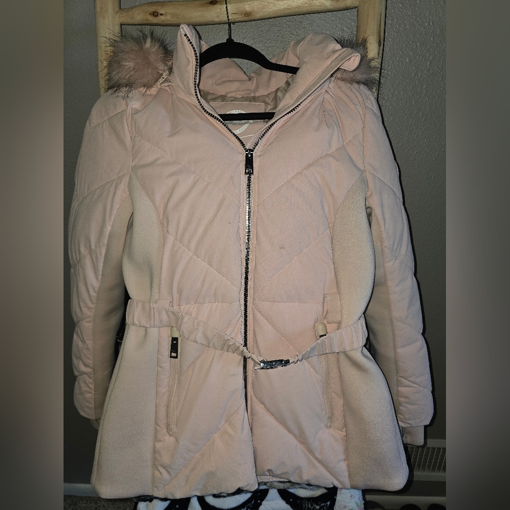 Michael Kors Pink Winter Coat with Gold Buckle